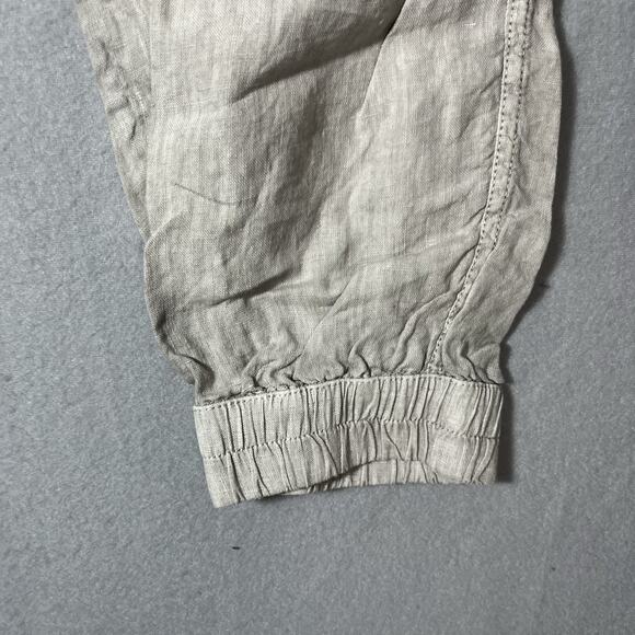 Nicole‎ Miller Linen Jogger Pants Beige Large Boho Resort Slouchy Pockets Cargo - Picture 5 of 9
